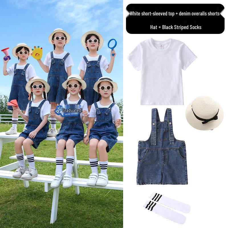 Children's Denim Overalls: Graduation & Sports Meet Uniform for Kindergarten & Primary