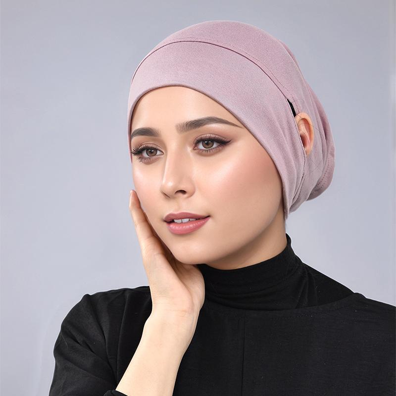 New Design Leaking Ears Caps Women Inner Hijab Muslim Turban Soft Premium Jersey Hijab Open Caps Solid Color Base Tube Caps