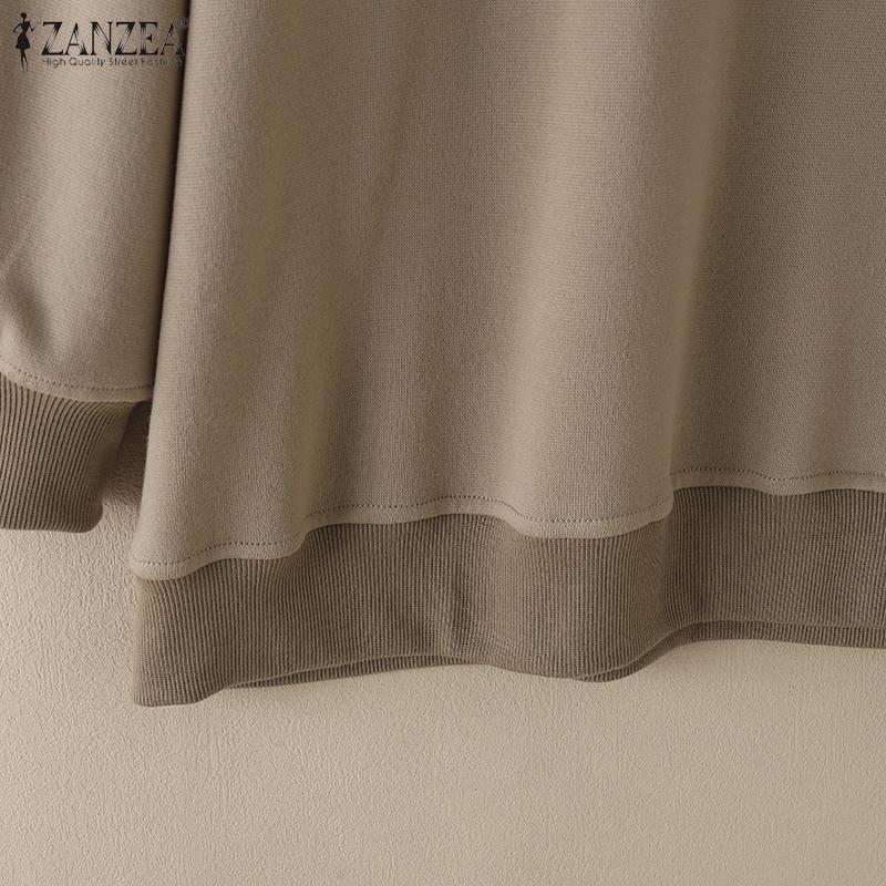 ZANZEA Women Casual Crew Neck Long Sleeve Loose Pullover Sweatshirt
