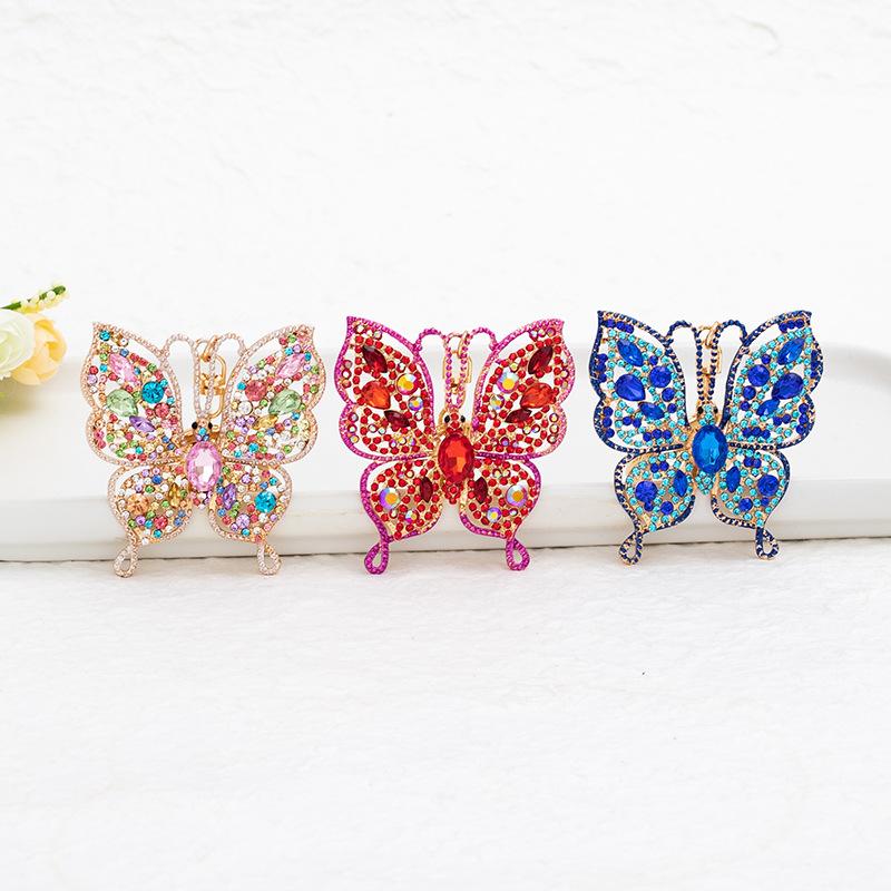 2024 New Creative Butterfly Key Chains Alloy Inlaid with Diamonds Fashionable and Simple KeyChains Car Charms Bag Charm Keyring