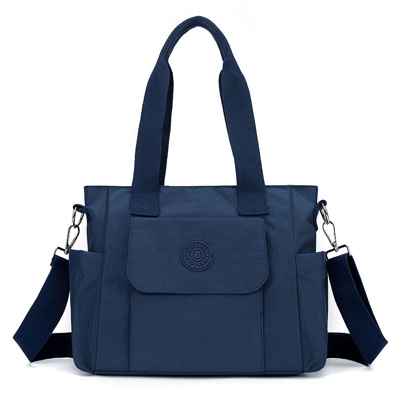 

Жіноча суцільна кольорова сумка-тоут, сумка-тоут для матері, легка нейлонова сумка через плече темно-синього кольору