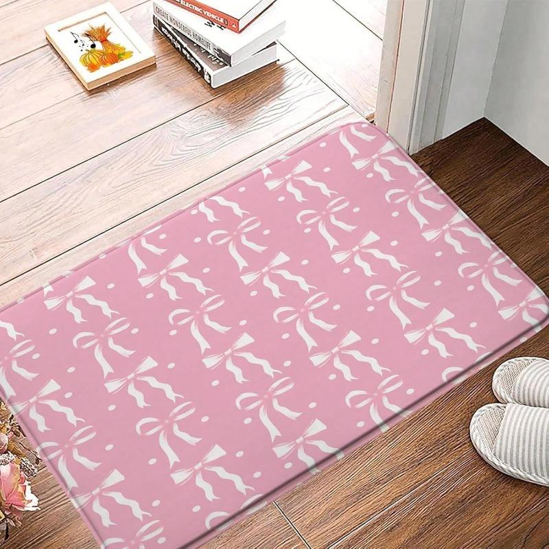 Cute Bow Carpet Mat Rug Anti-Slip Absorbent Soft Quick Dry Fashionable Modern Home Decor for Bathroom Shower Room Bathtub