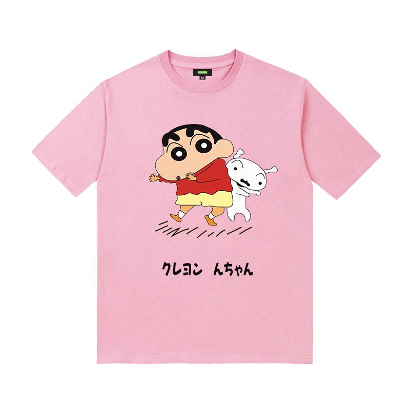 Cartoon Creative Crayon Shin-chan Graphic T-shirt Summer High Quality 100% Cotton T-shirt Casual Loose Trend Men's T-shirt