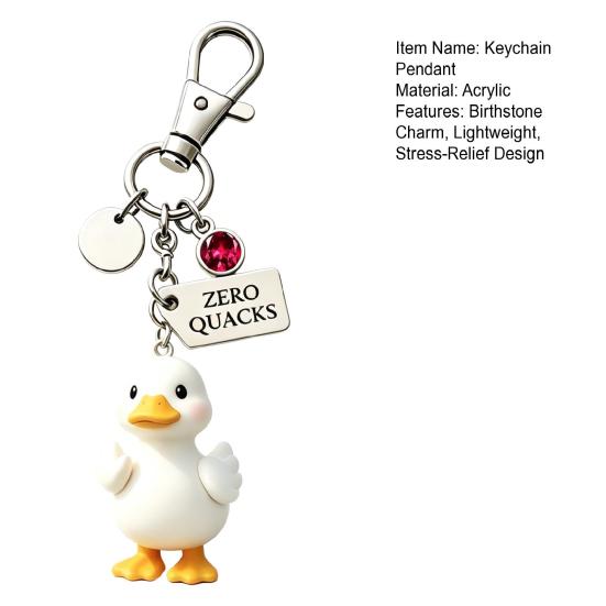 Keychain Pendant Inspirational Duck Design Key Holder with Birthstone Charm Encouragement Card Lightweight Healing Gift
