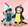 RakuliFey OB11 Dinosaur Costume Overalls for Obitsu 11cm Doll 4 Colors Cute Animal Clothing Dark Green Gift