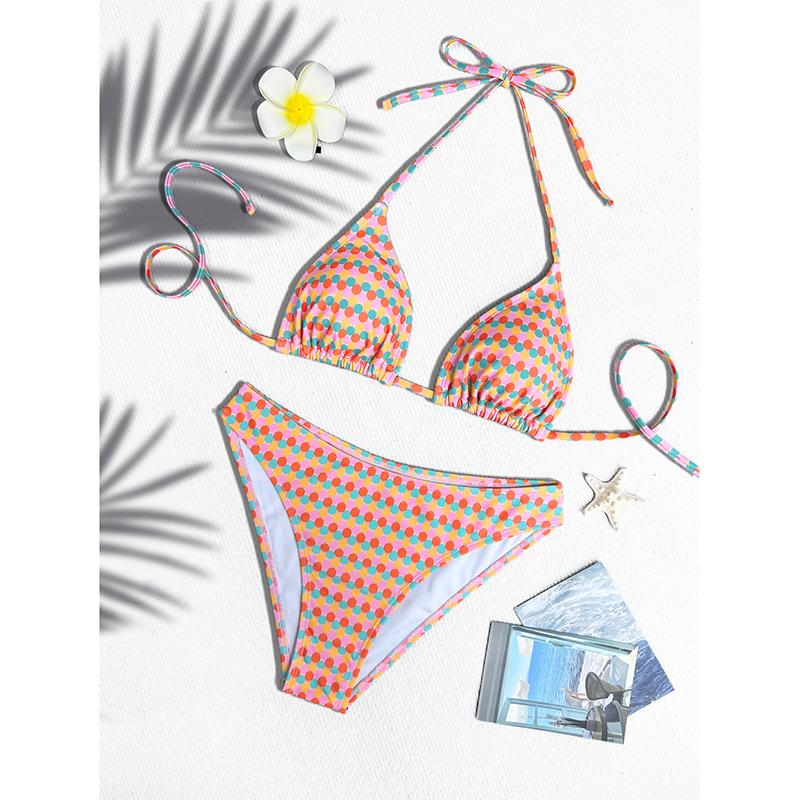 Plaid Printed High Leg Cut Bikini Women Swimwear Female Swimsuit Two-pieces Bikini Set Bather Bathing Suit Swim