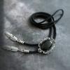 Men Women Handmade Vintage Bolo Tie Western Cowboy Braided Rope Necktie with Antique Stone Feathered Pendant Necklace