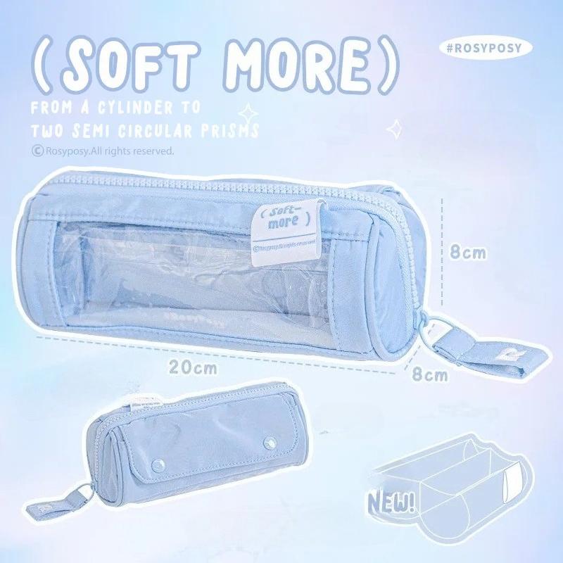 

1 шт. Планировщик с милым пеналом RosyPosy Цилиндрический Призматический пенал Окно Видимое Большая вместимость Портативный Ящик для хранения Канцелярских принадлежностей синий