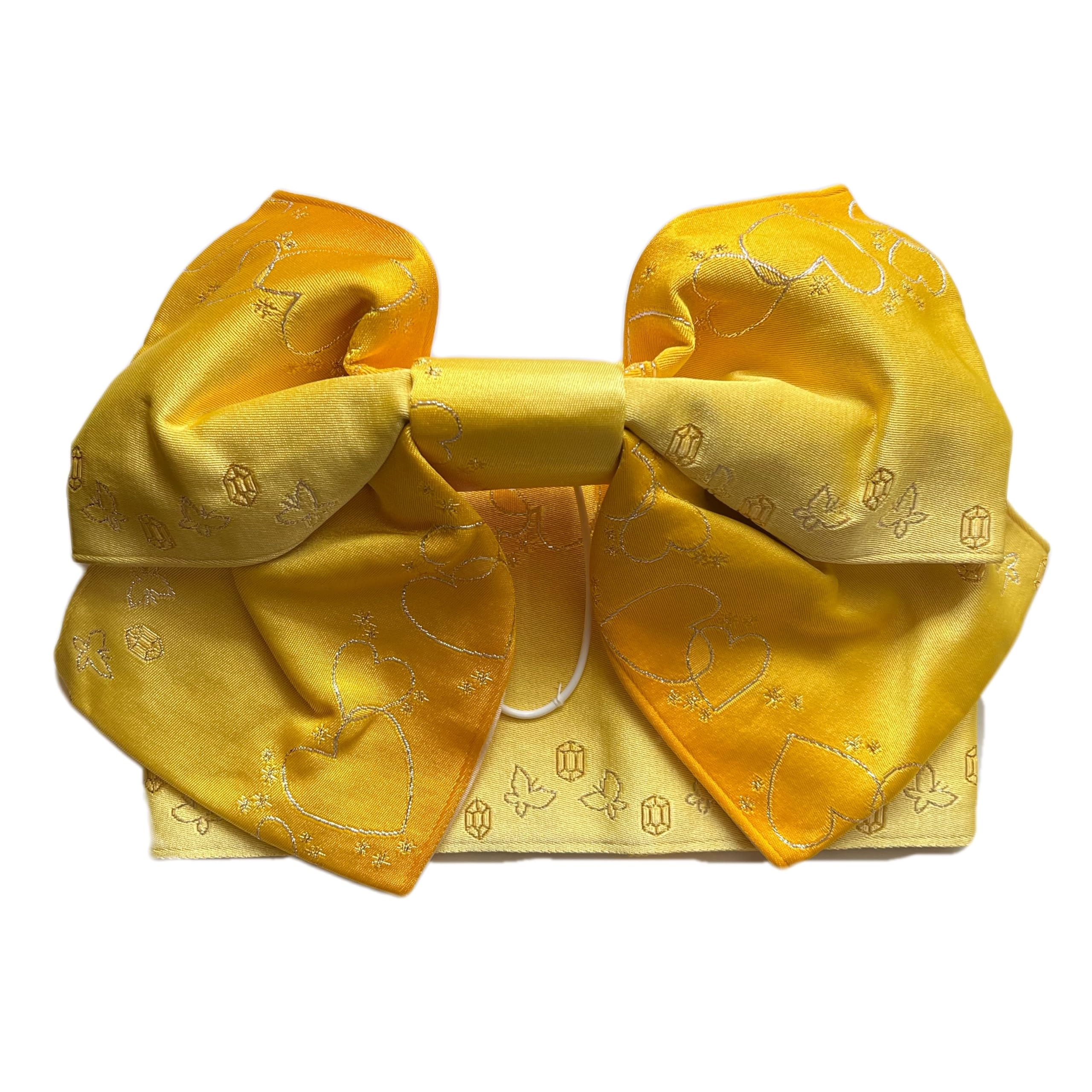 Pre-tied obi (sold separately) for women s yukata, half-width obi (yellow)