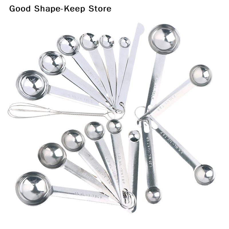4/6/8Pcs Stainless Steel Measuring Spoon Set with Scale Kitchen Baking Measuring Tools Egg Beater Spoon Cup for Cooking