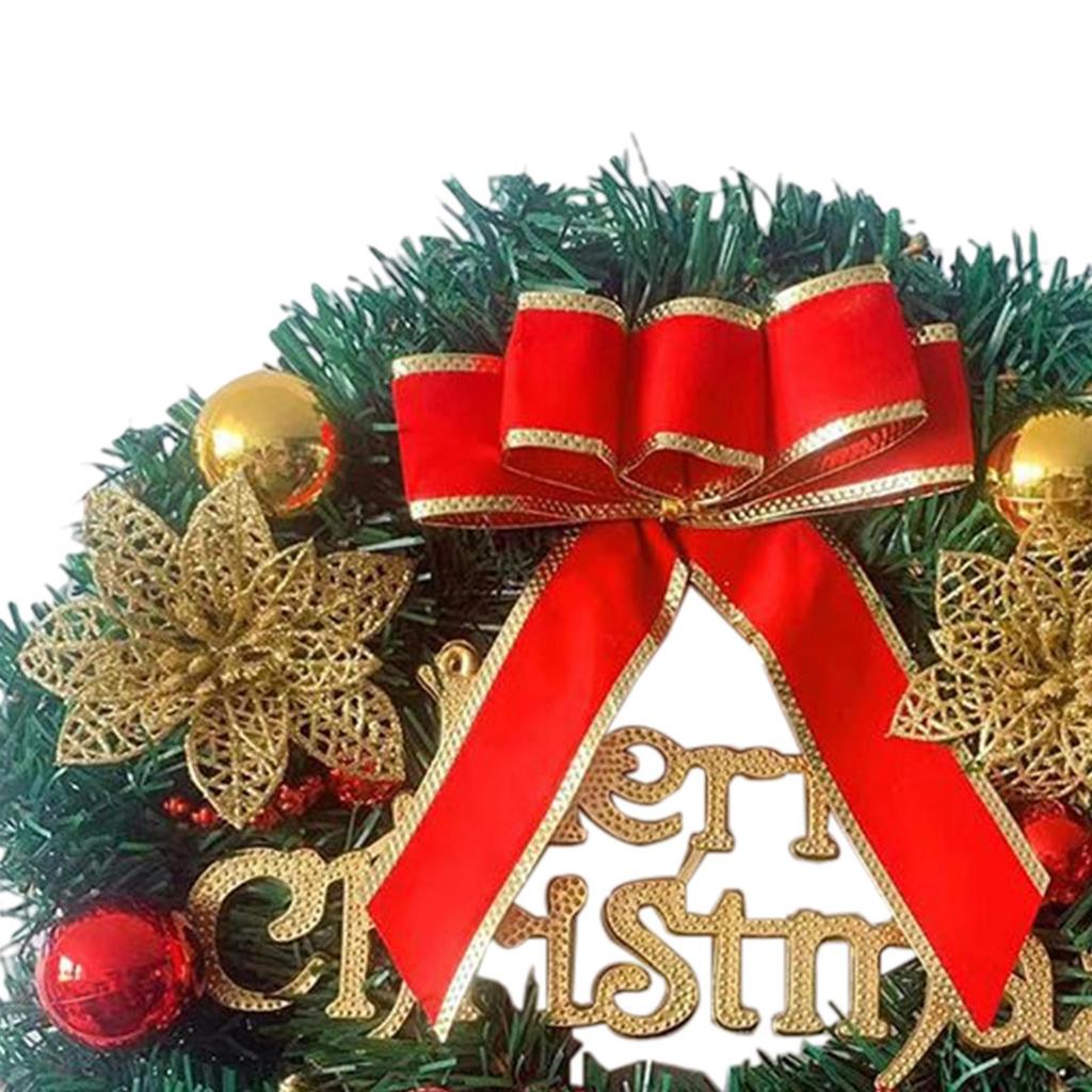 20 inch Christmas Wreath Hanging Ornament with Bowknot Flower Garland for Wall