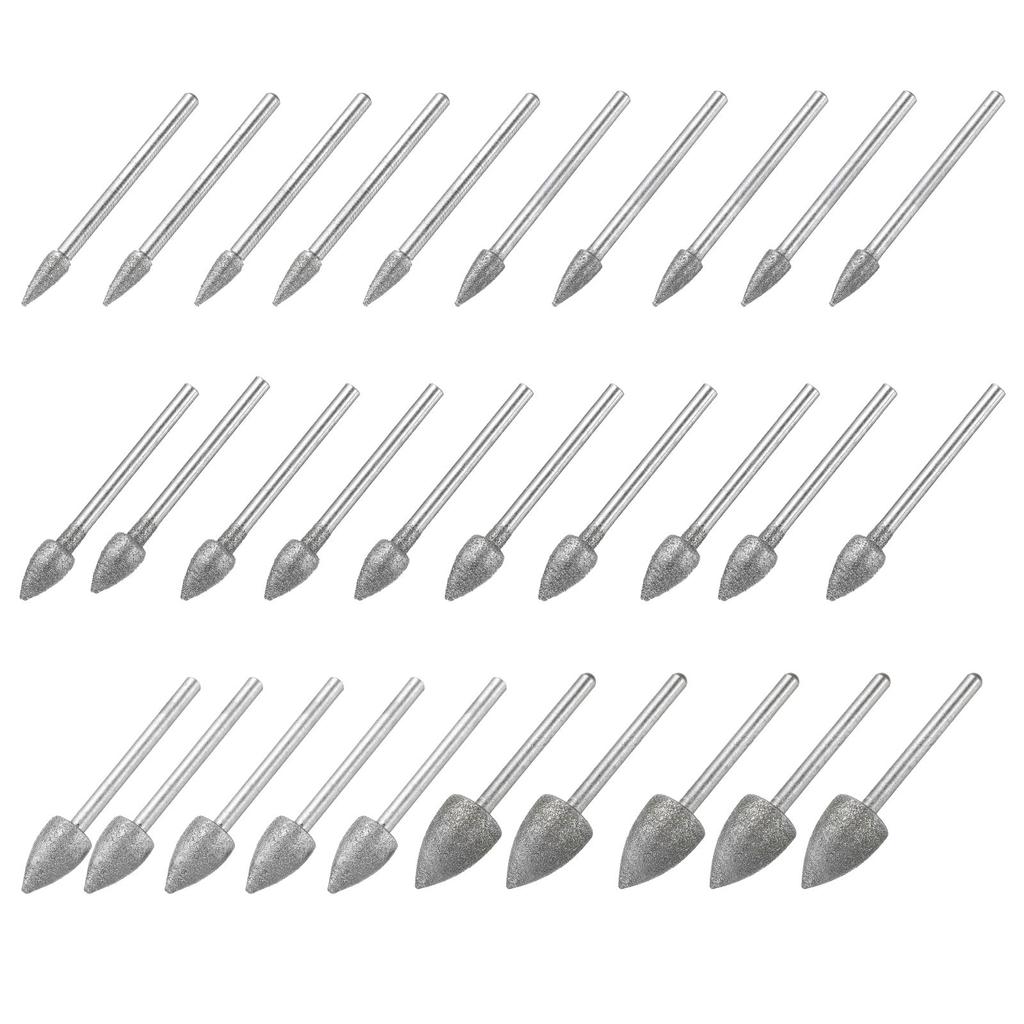 Uxcell Diamentowy Diamentowy Frez Kulkowy 5 Sztuk Trzpień 30 Montowanych Kamieni Szlifierskich do Szlifowania i Polerowania Kompatybilny z i Końcówkami do Szkła, Kamieniami,