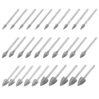 Uxcell Diamond Diamond Grinding Bullet 5 Pieces Shaft 30 Mounted Grinding Stones for Grinding and Polishing Compatible with and Glass Bits, Stones,