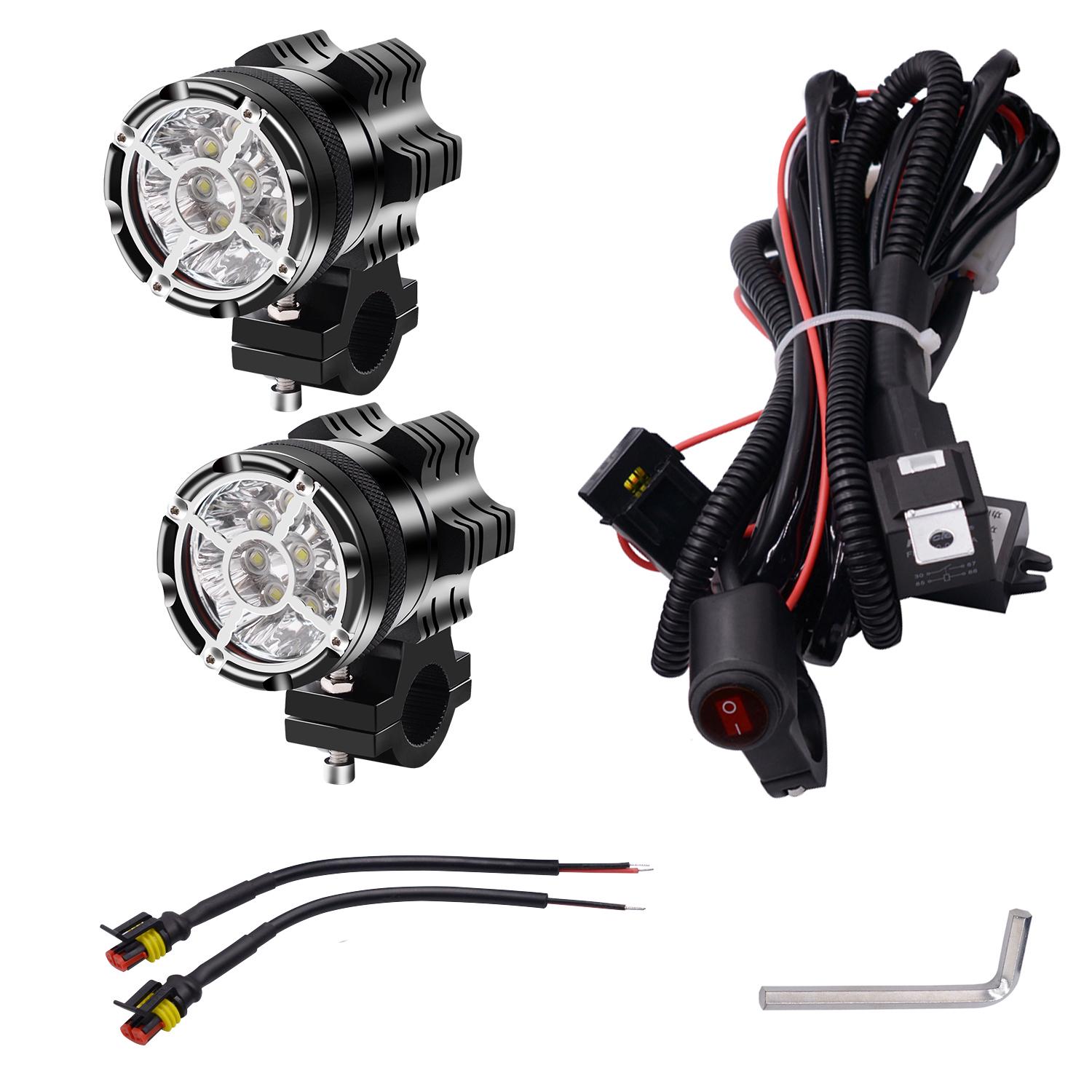 

1 пара светодиодных фар для мотоцикла 12 В 90 Вт 11000 лм светодиодные фары для мотоцикла, фары дальнего света, вспомогательные лампы DRL 8.4*6.1*10.2cm чёрный