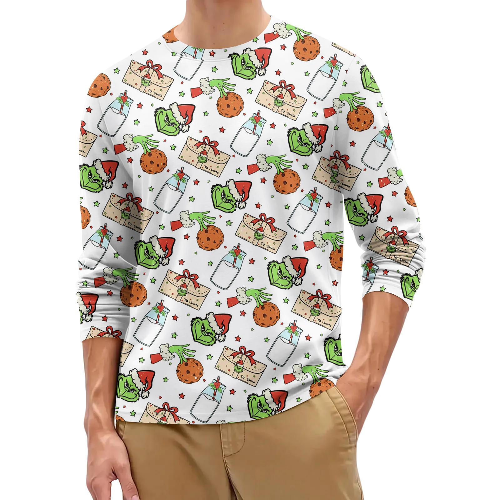 

Мужская модная рубашка с круглым вырезом и длинным рукавом XL