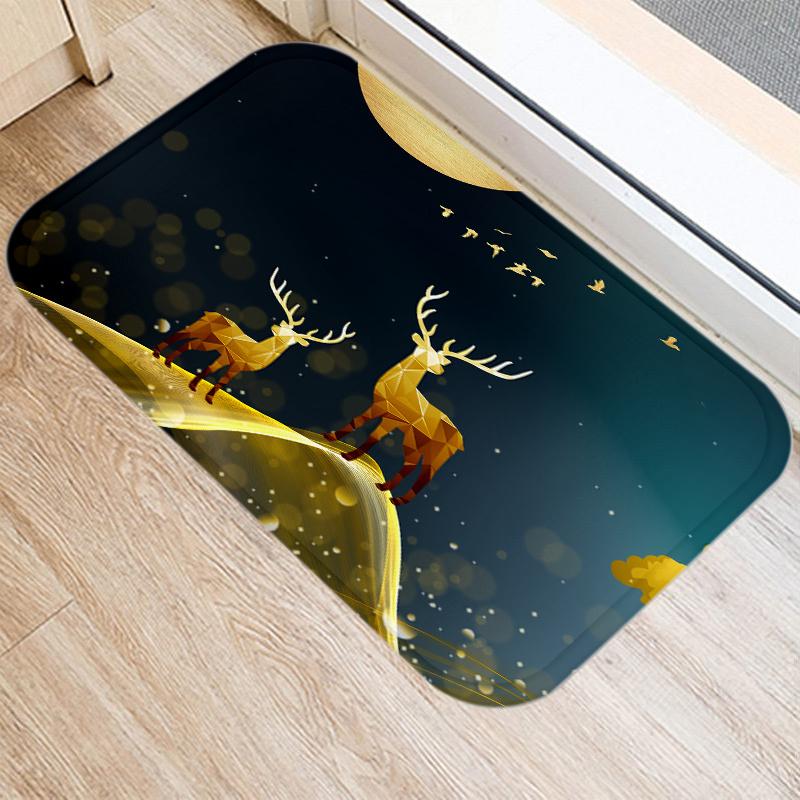 

Коврик для входной двери с золотым принтом для кухни, ванной, коралловый бархатный ковер, красочный коврик для дома, нескользящий коврик, домашний декор