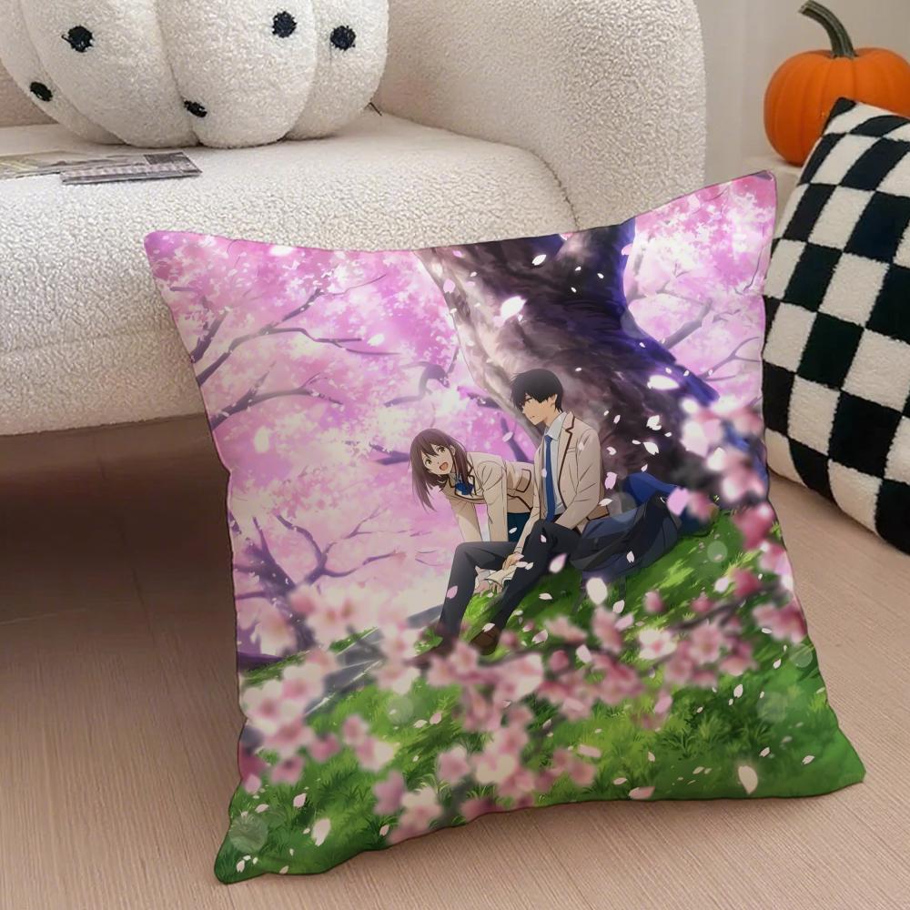 I Want To Eat Your Pancreas Pillow Case Anti-dustmite Pillowcase Invisible Zipper Silky Short Plush Sofa Cushion Cover