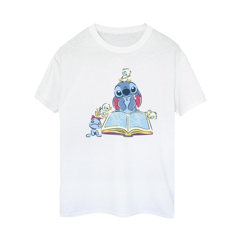 Disney Womens/Ladies Lilo & Stitch Reading A Book Cotton Boyfriend T-Shirt