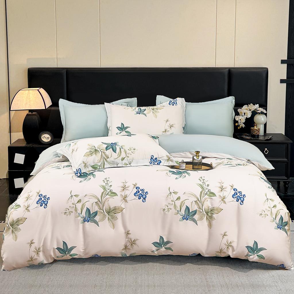 60 Piece Satin Cotton High Count High-density Floral Print Four Piece Set - Flower Shadow As Original