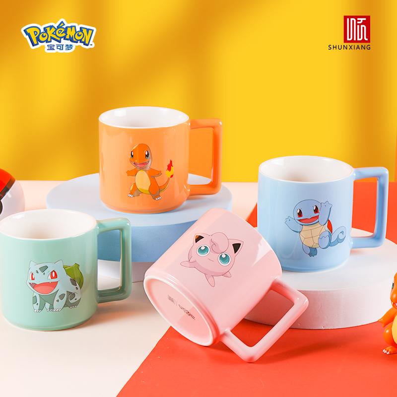 SHUNXIANG Ceramic Mug for Pokémon Licensed Cute Charmander Jigglypuff Cartoon Water Cup Coffee Cup Anime Themed Ceramic Cup Gift