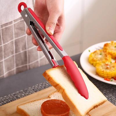 1 ST Siliconen Tang Barbecue Klem Anti-Aanbak RVS Gereedschap Keuken Koken Salade Brood Serveren BBQ Grillaccessoires