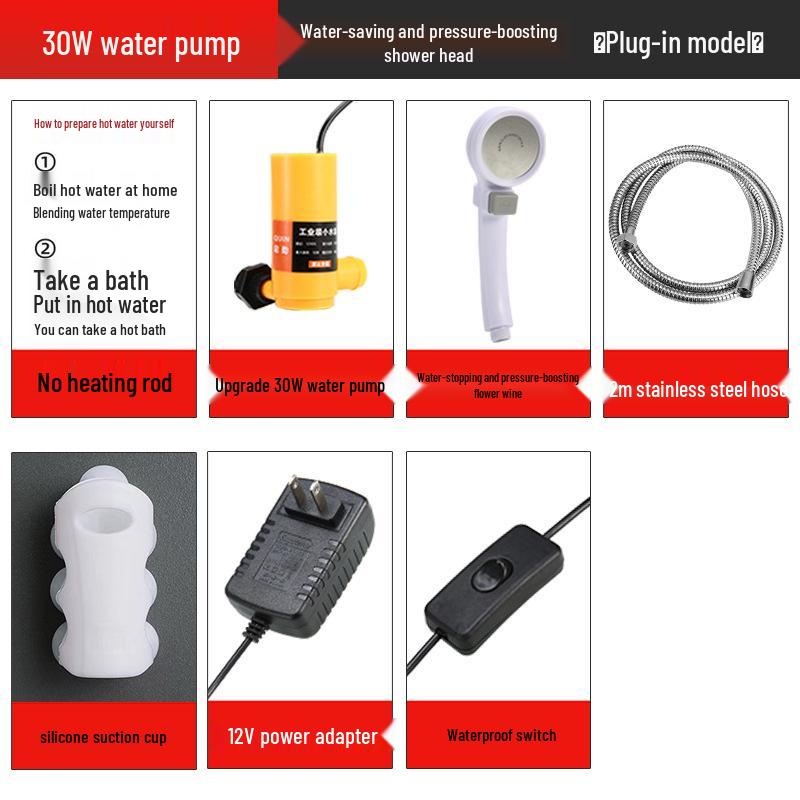 Portable Rechargeable Electric Shower Head for Dorms, Rentals, Outdoors