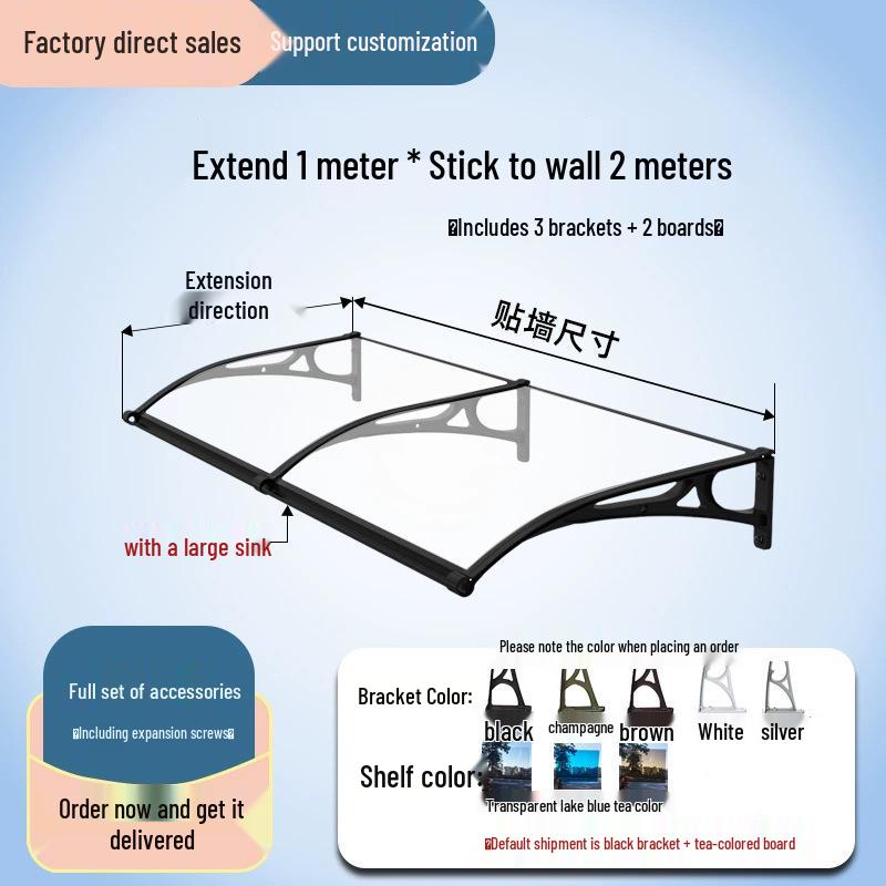 Aluminum Alloy Outdoor Sunshade & Rain Shield for Balcony Windows