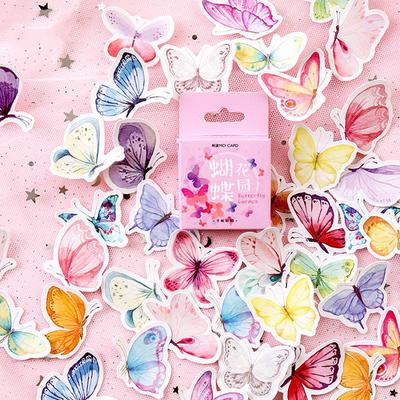 46pcs Butterfly Garden Stickers Set Mini Color Decoration Sticker Adhesive Seal Letter Gift D6422