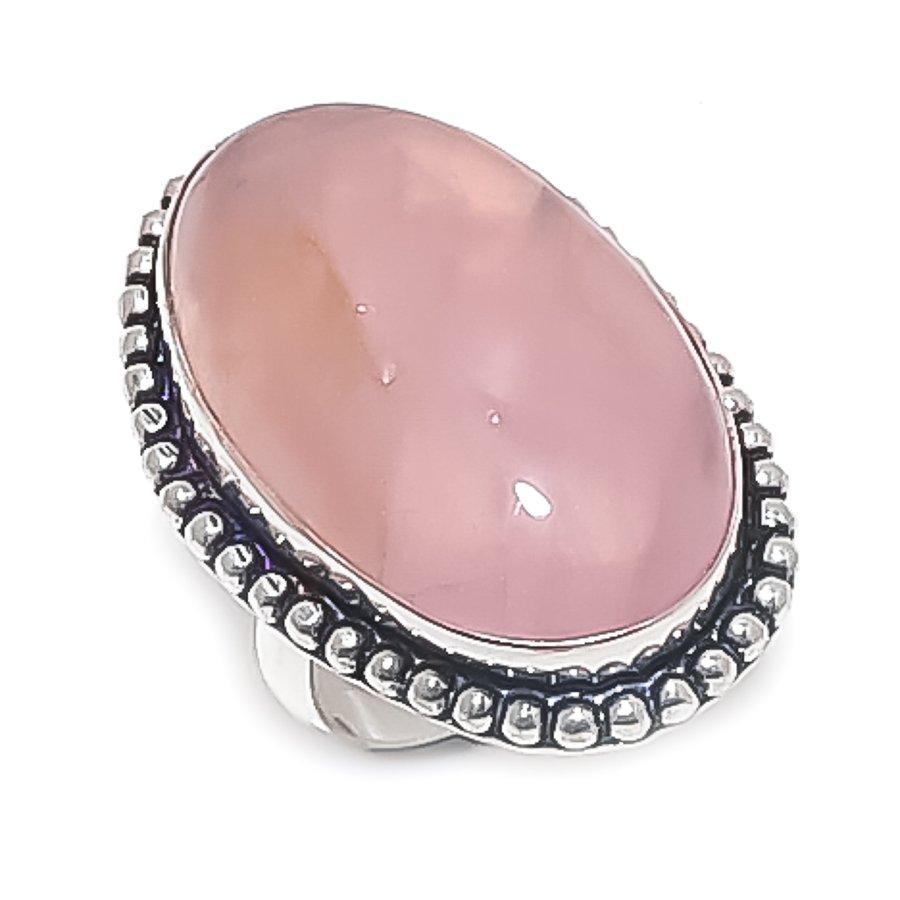 

Ювелирное кольцо из стерлингового серебра 925 пробы с розовым кварцем, размер 6