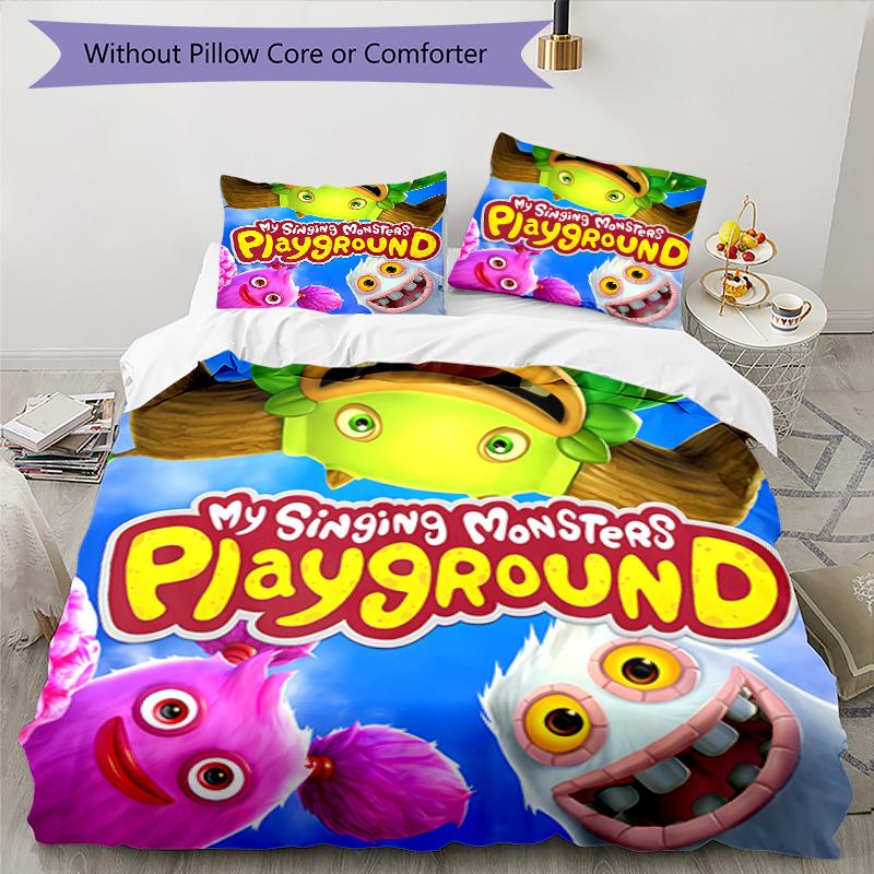 3pcs My Singing Monsters1 Pattern Bedding Set Duvet Cover Set Includes Duvet Cover &pillowcases, Perfect All Season Bedroom Decoration & Gift