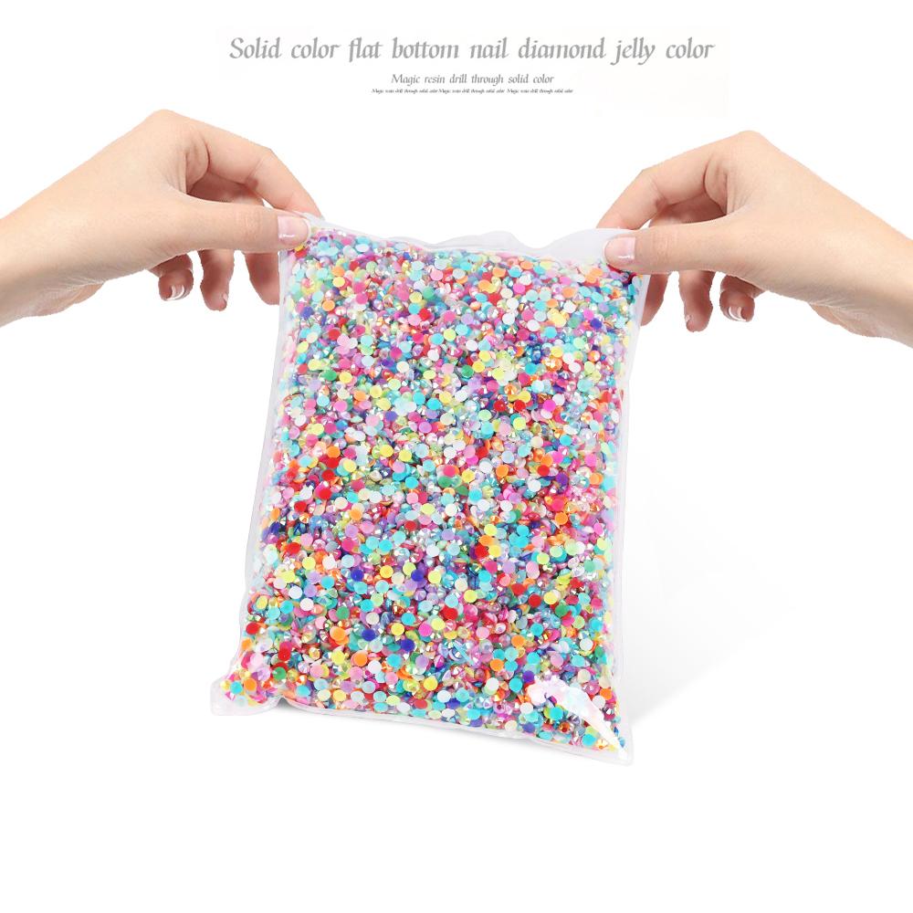 Wholesale Bulk Resin Rhinestone Jelly Color AB transparent AB 2mm,3mm,4mm,5mm,6mm Facets FlatBack Nail Art Garment Decoration