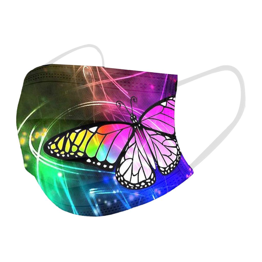 10PC Adult'S Butterfly Printed Mask Disposable Protective Face 