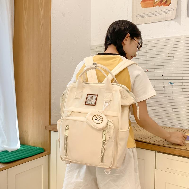 Solid Color Student School Bag Girls Backpack Student Travel Backpack