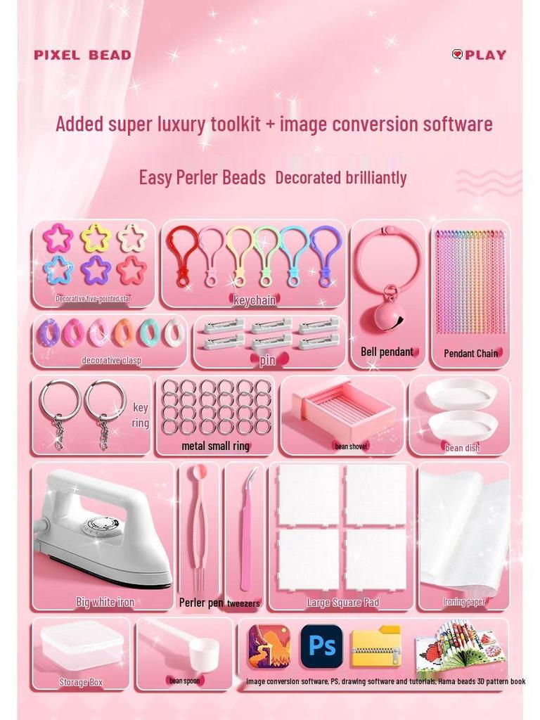 Pyssla 2.6mm Fuse Beads DIY Kit: Complete Set with Tools and Storage Bag