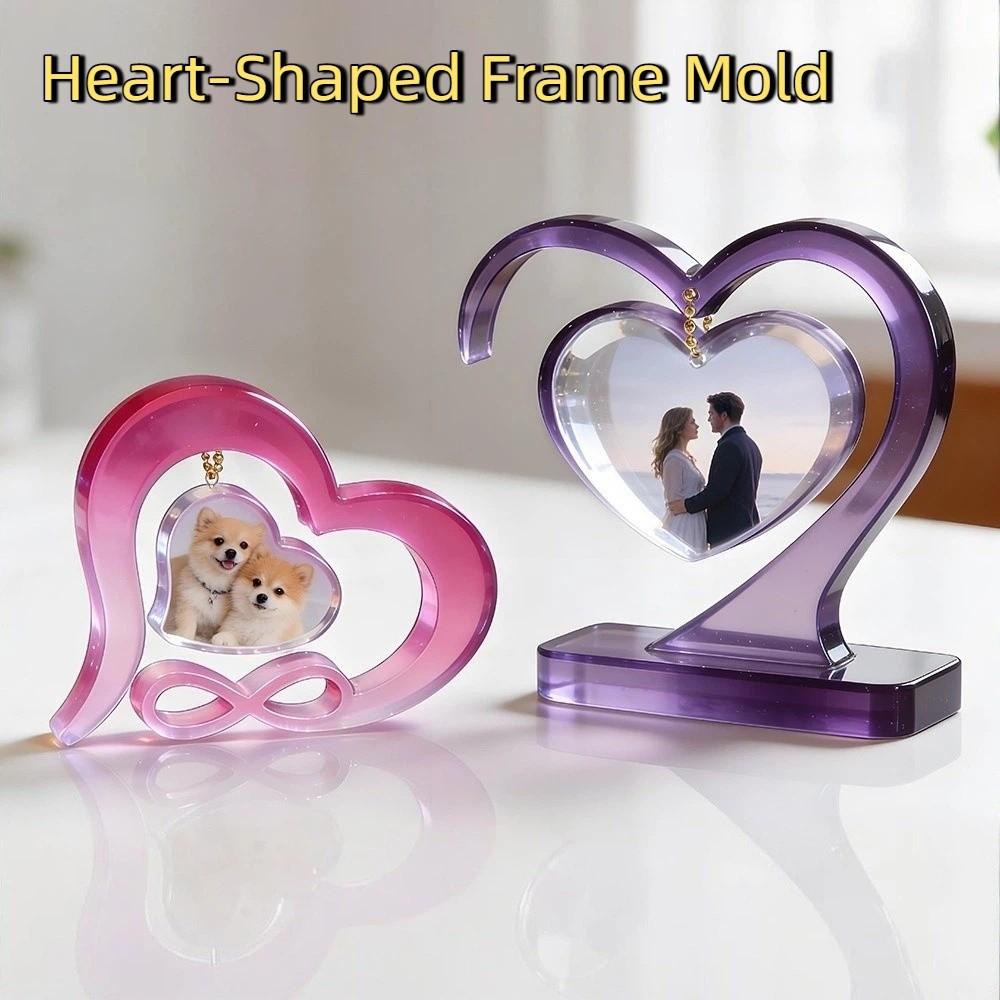 Non-Stick Heart-Shaped Frame Mold Reusable Do It Yourself Interlocking Picture Frame Elegant Flexible Love Heart Photo Frame