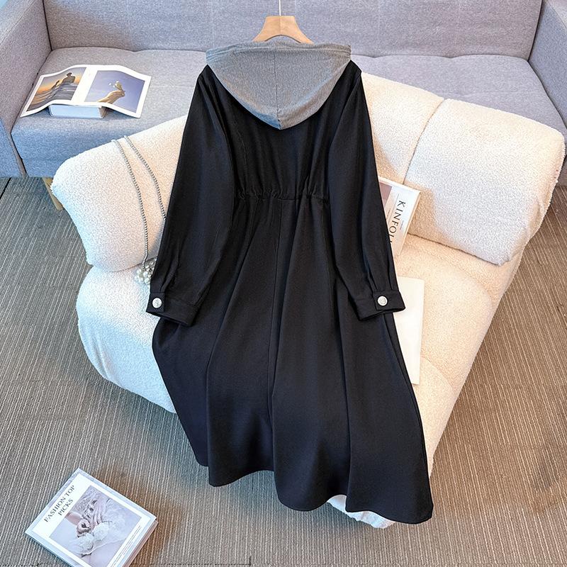 Two New Stylish and Elegant Waist-cinched Sweatshirt Dresses for Plus-size Women's Clothing In Spring and Autumn