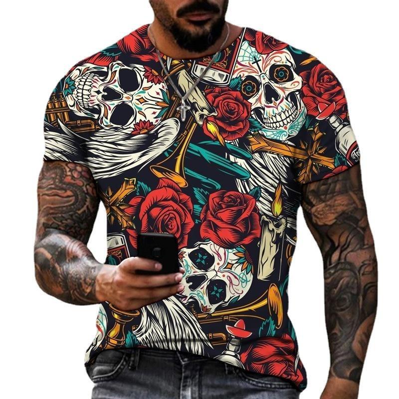 Letní pánské tričko Módní vzor 3D potisk Ležérní volné Venkovní Chlapecké Trička s krátkým rukávem Top Pulovr Oblečení