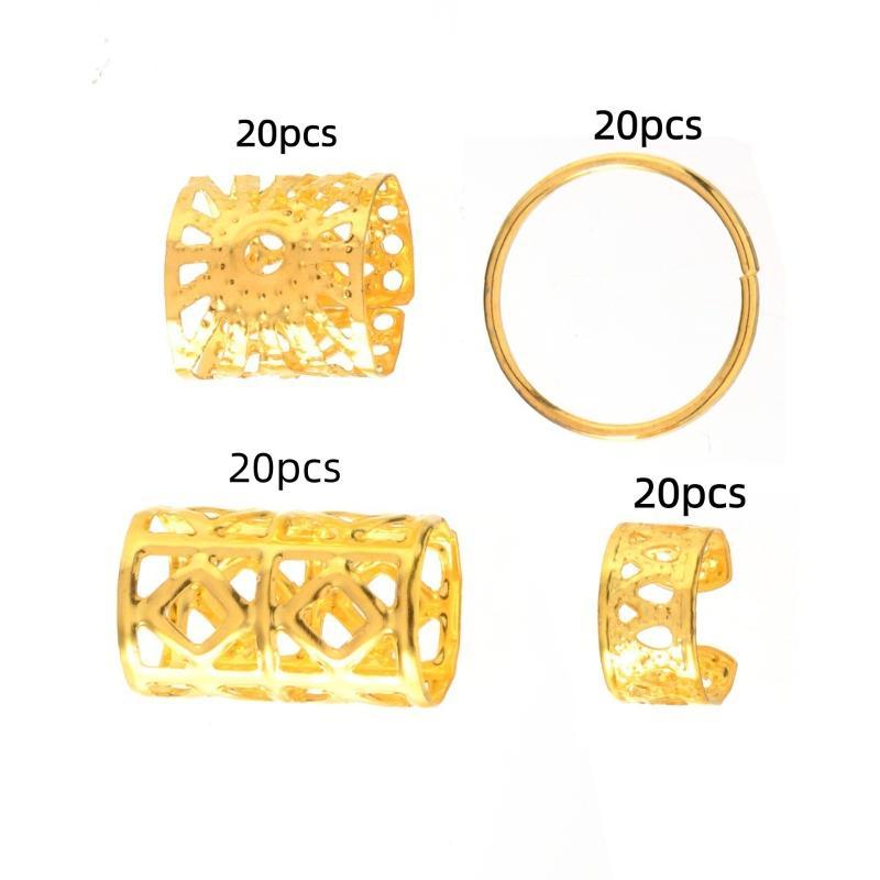 40pcs Hollowed-Out Iron Hair Decor Rings Non-rust Dreadlock Hair Extension Accessories for Punk Style Hairstyling