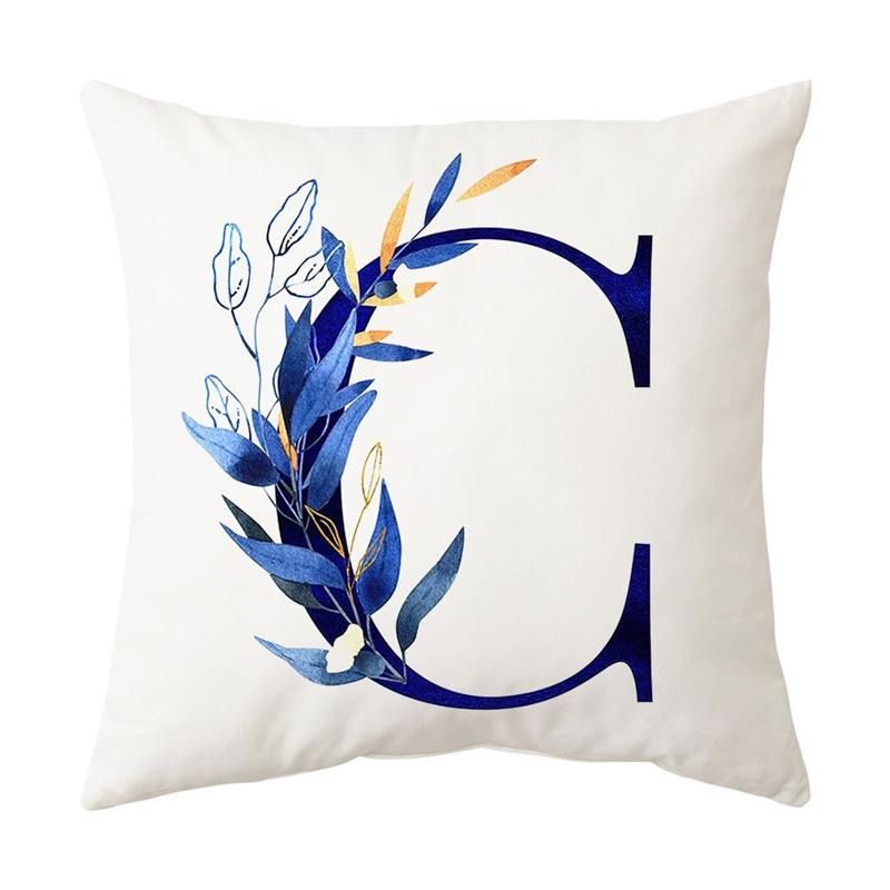 Blue Letter Printing Pillowcase Home Living Room Sofa Car Bedroom Decorative Pillowcase Pillowcase