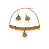 European & American Exotic Style Jewelry Set: Bohemian Clavicle Necklace with Pearls and Tassel Earrings Inlaid with Zircon Diamonds.