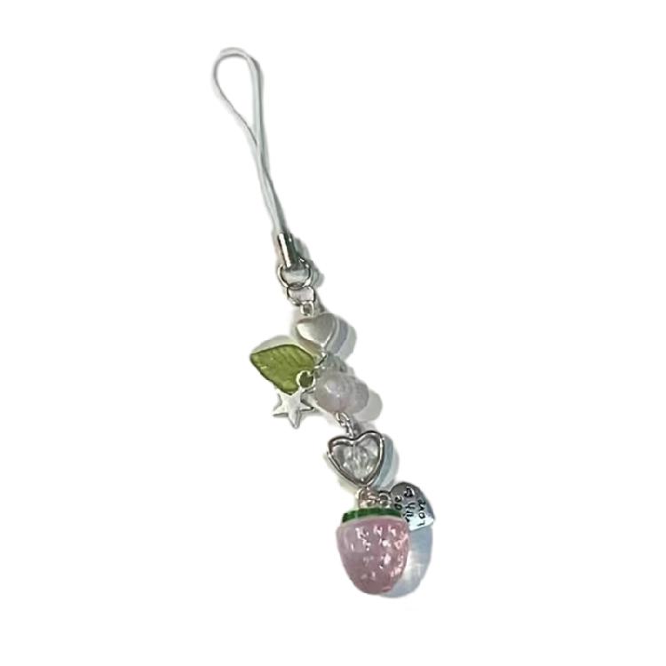 Women Cherry Keyring Cute Strawberry Butterfly Pendant Keychain Jewelry Teen