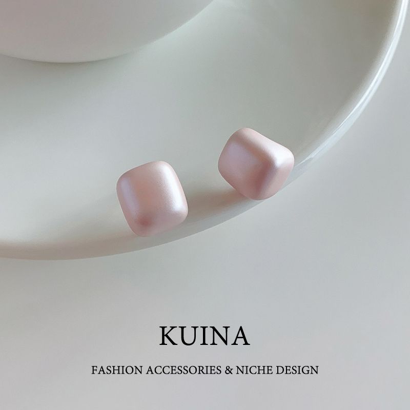 

Enamel Small Sugar Cube Stud Earrings Sterling Silver Earring/Pin Women 2025 New Arrival Best Selling Fancy Niche Style Unique Pink Earrings