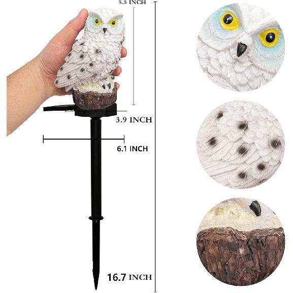 Dazzle Bright 2 Pack Owl Figure Solar LED Lights, Resin Garden Waterproof Decorations with Stake for Outdoor Yard Pathway Outside Patio Lawn Decor to