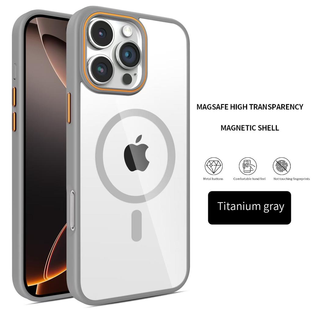 Magnetic Luxury Transparent Acrylic Armor Shockproof Case For iPhone 16 15 14 13 12 11 Pro Max For Magsafe Wireless Charge Cover