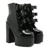 Gdgydh Sweet Mary Jane High Heels Bow Detail Chunky Platform Ultra High Heels Side Zipper Platform Shoes for Women Footwear