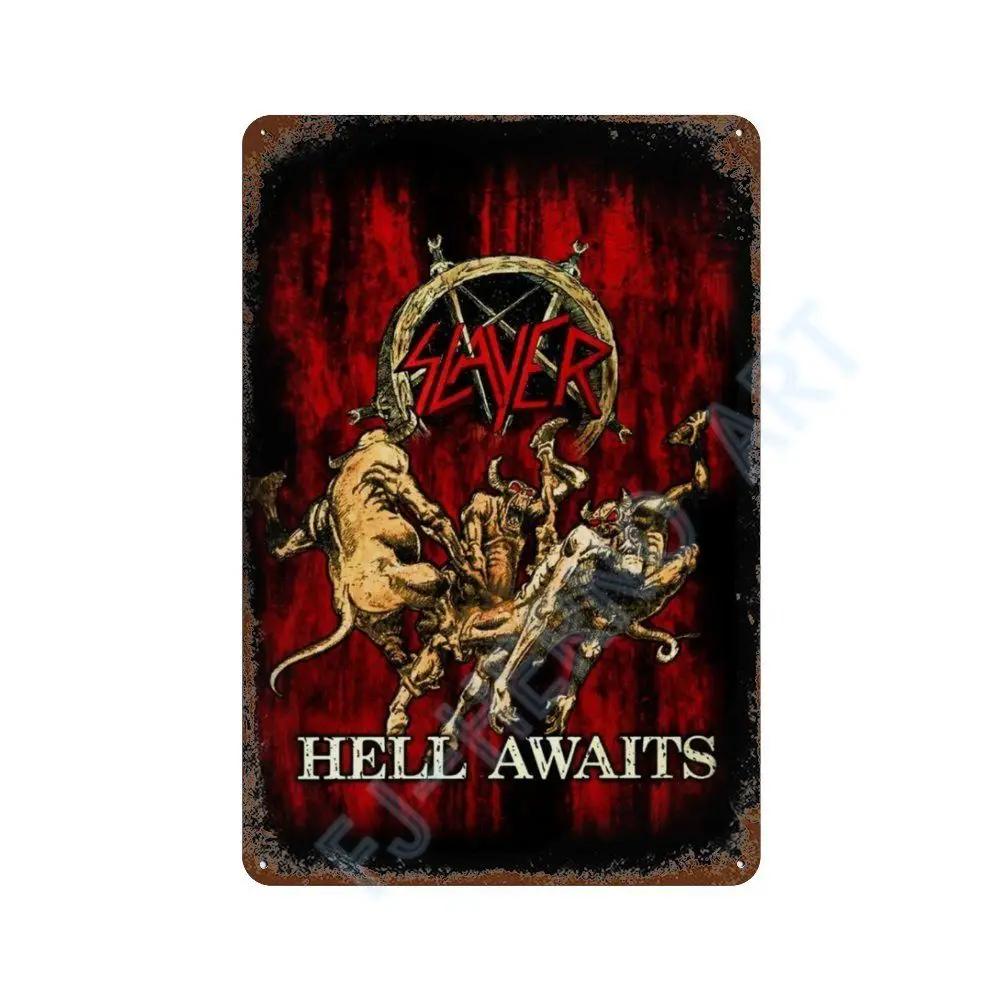 Vintage Slayer Heavy Metal Album Plakát Kovový Plechový Značka Deska Severské Nástěnné Umění Talíře pro Domácí Dekoraci Pokojů Dárky pro Kluuka