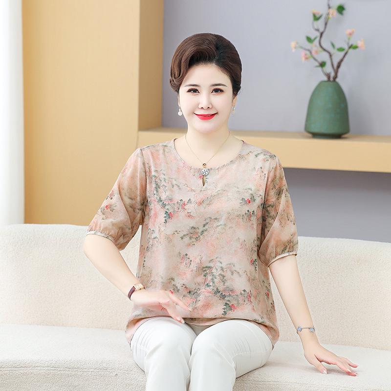 2026 Spring/Autumn Youthful Landscape-Style Top for Middle-Aged Women