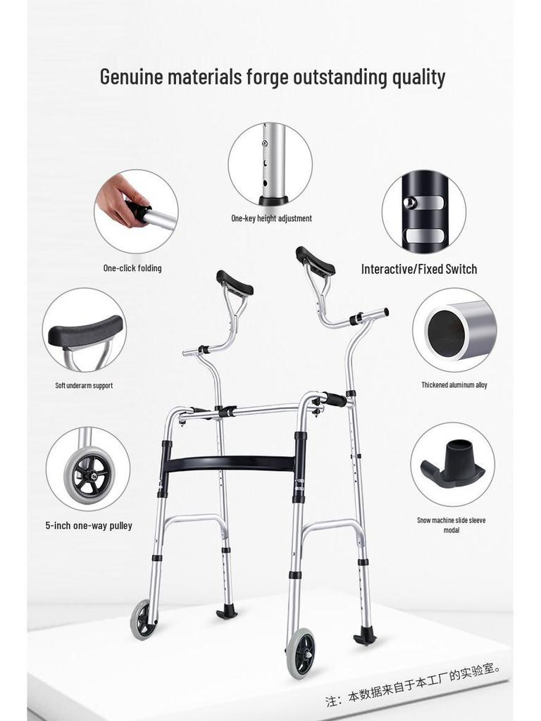 Elderly Walker with Wheeled Trolley and Handrail for Assisted Walking and Lower Limb Training