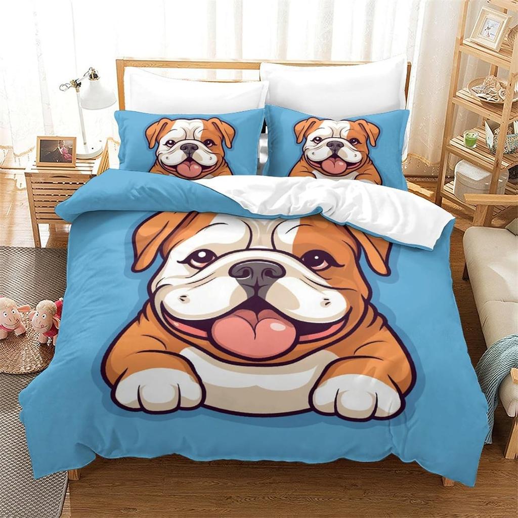 Microfiber Duvet Cover Set, French Bulldog Fade Resistant Duvet Cover Comforter Cover 2Pcs With Zipper Bedding Set For Bedroom