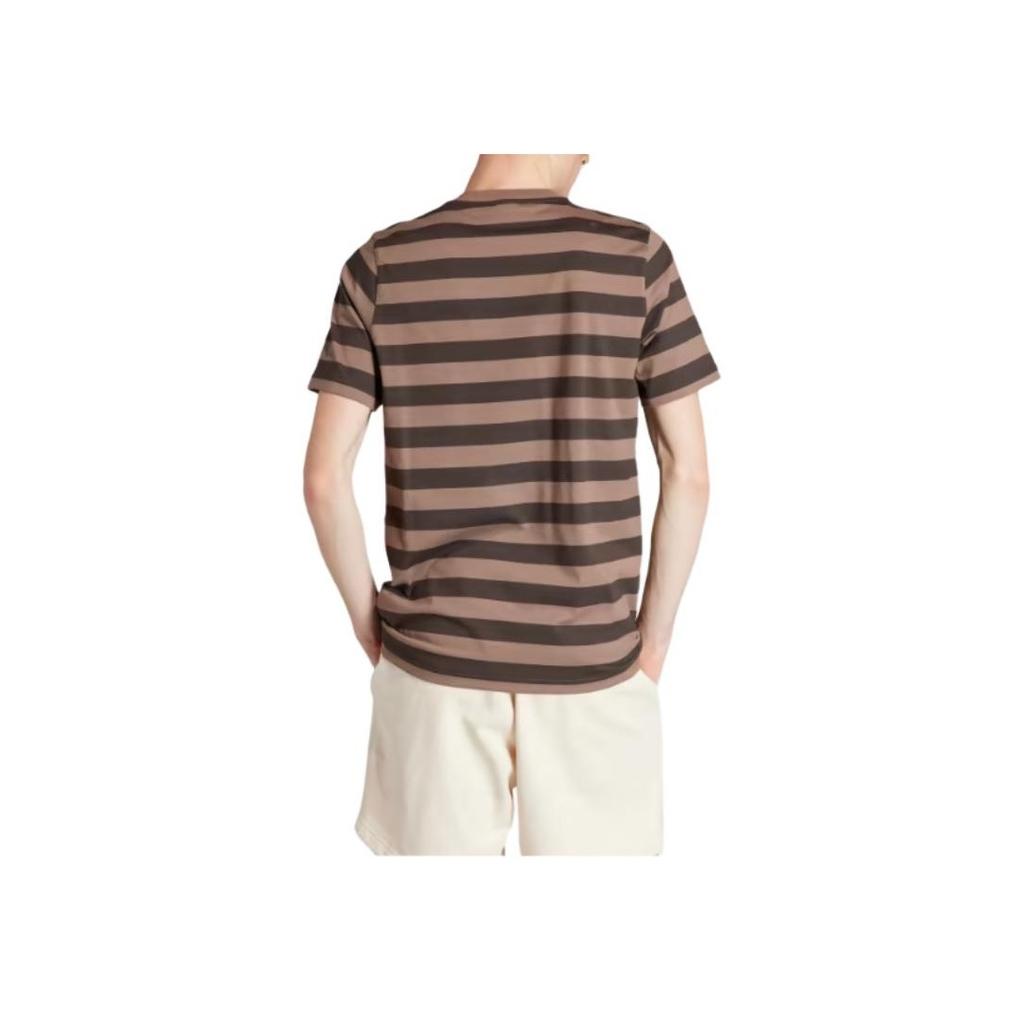 Adidas Originals Striped Round Neck Straight Fit Short Sleeve T-Shirt Men Tops Dark-Brown IR7586